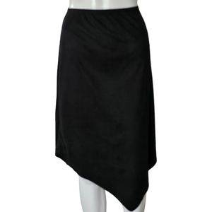 Vintage Fashion Bug 90s Black Faux Sued Assymetric Hem Slip Skirt Size Large
